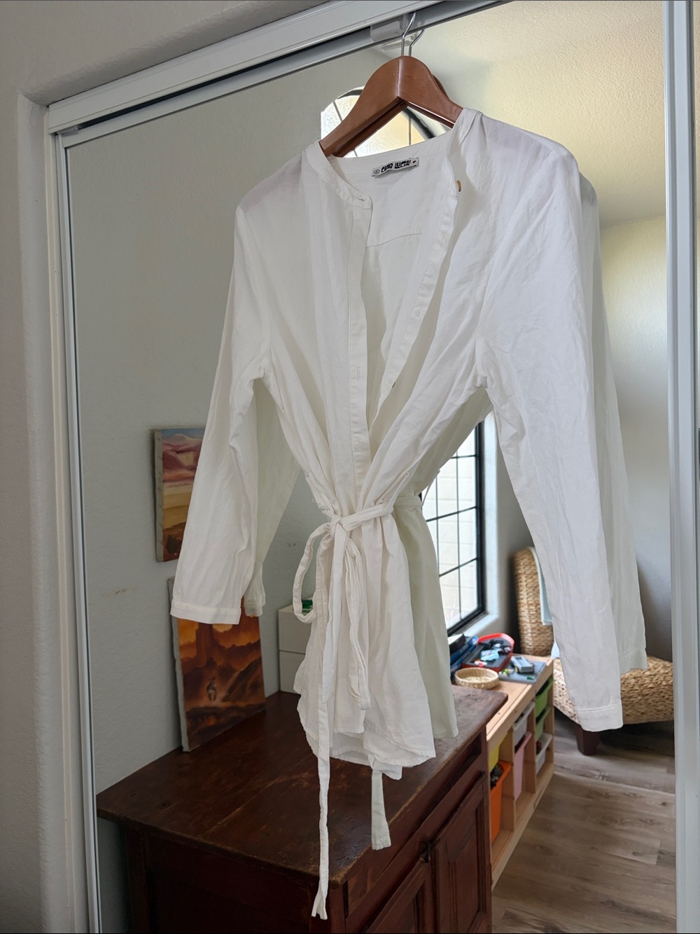 Ciao Lucia white button-down, crewneck mini dress